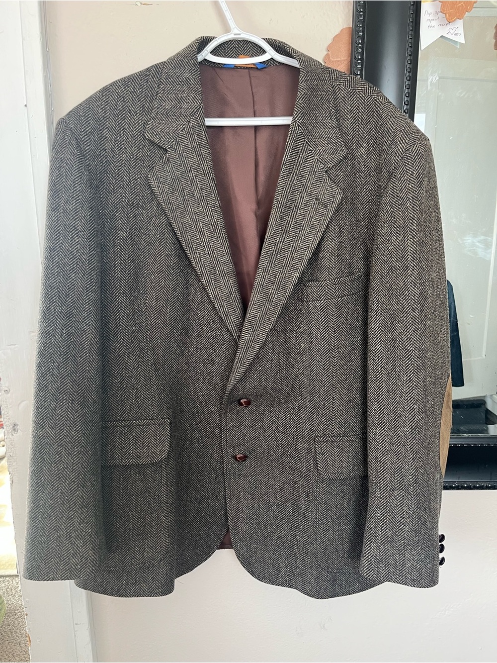 Pendleton Brown Tweed Herringbone Wool Mens 46 Sport Coat